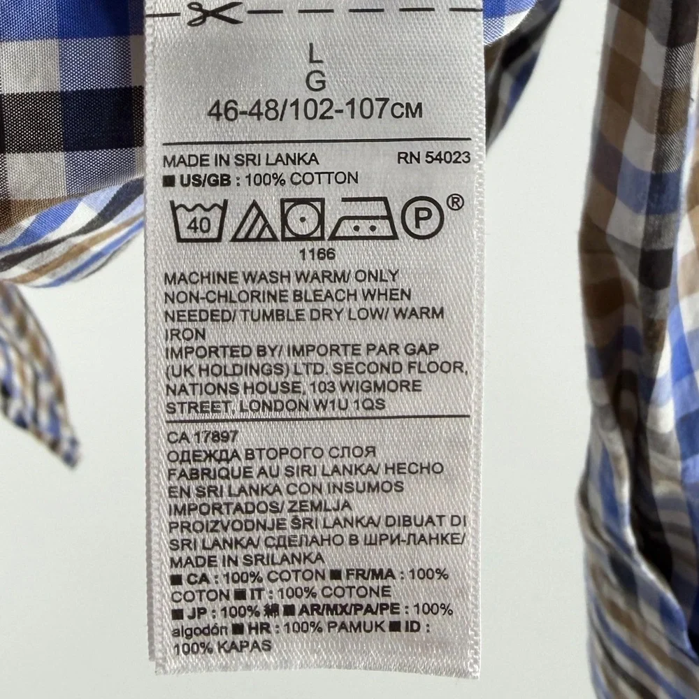 Banana Republic Supima Cotton Grant Fit Check Plaid Button-Up Shirt, Men's Large